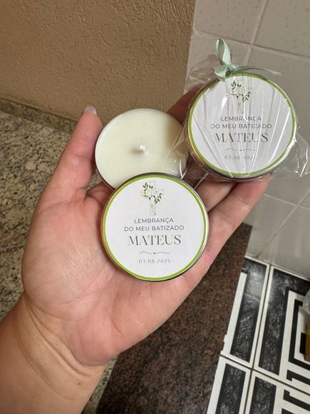 Vela Aromática Batizado Personalizada Lembrancinha Batismo
