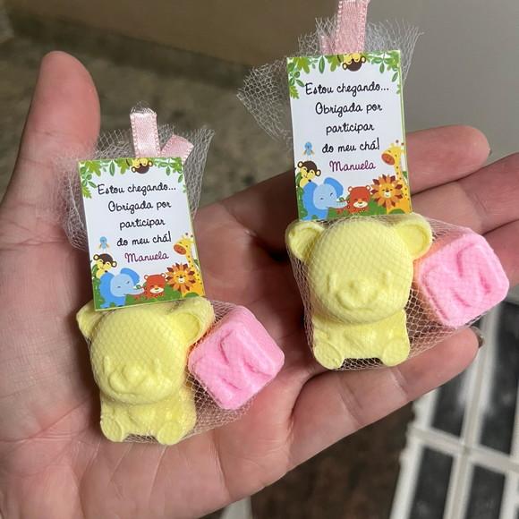 Sabonete Ursinho, Lembrancinha Safari Com Inicial, Urso, Chá