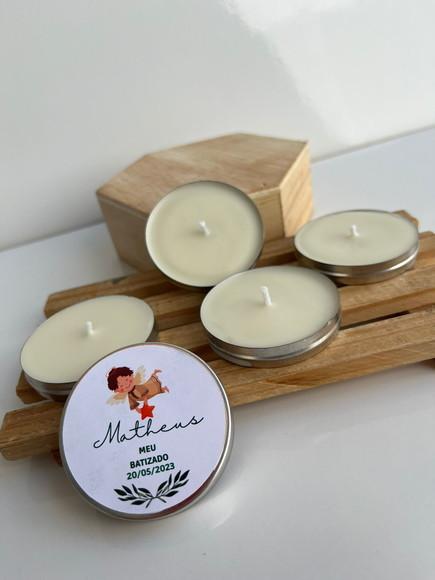 Latinha com Vela Aromática Personalizada, Batizado, Batismo