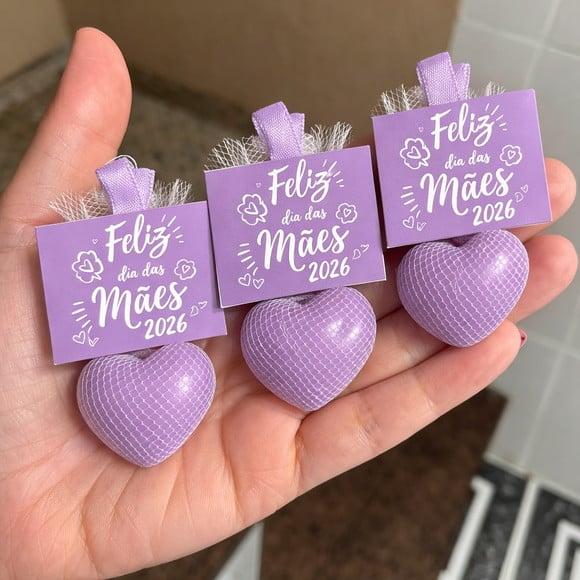 Lembrancinha Dia das Mães Coração Personalizado Sabonete
