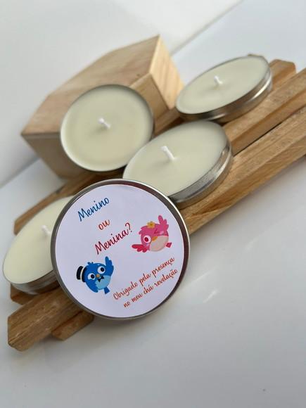 Latinha com Vela Aromática Chá Revelação, Lembrancinha