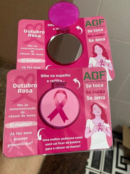Brinde Outubro Rosa, Mini Espelho de Bolsa