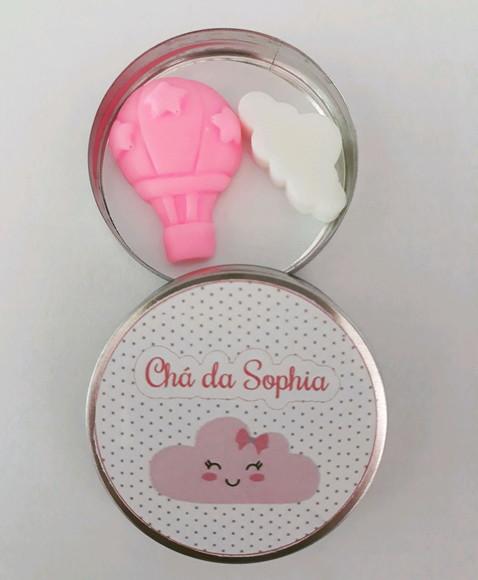 Latinha Com Sabonete Balão E Nuvem, Lembrancinha Chá