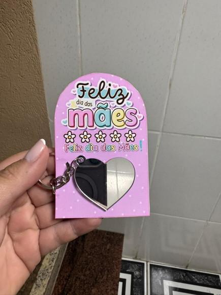 Chaveiro Coração com Espelho Brinde Dia das Mães