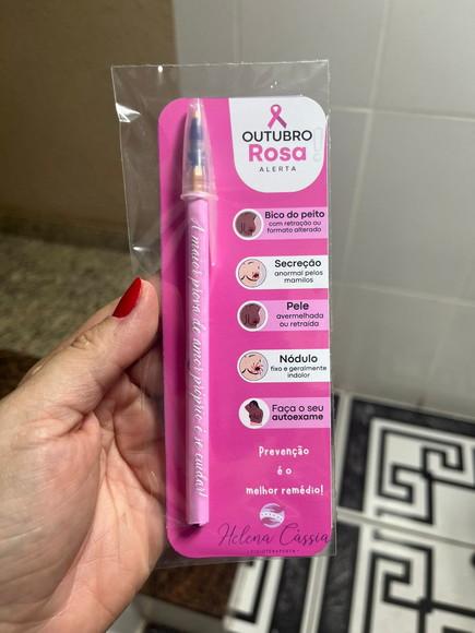 Caneta Personalizada com Card Outubro Rosa