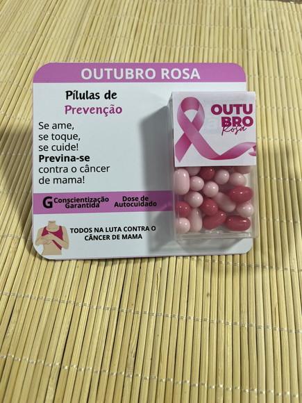 Card Outubro Rosa com Pastilha Comestível
