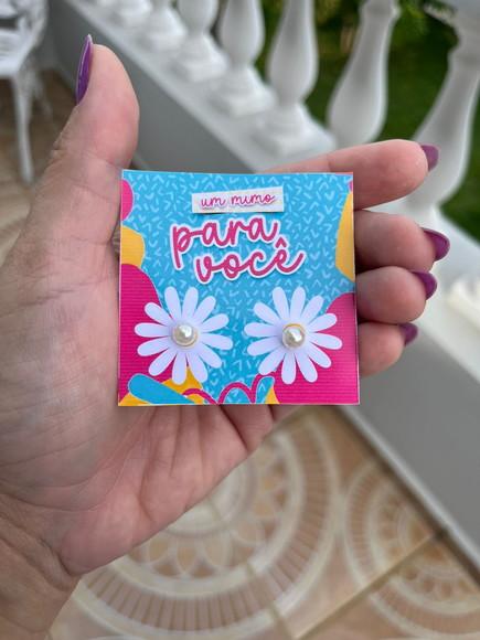 Card com Brinco Pérola, Dia das Mulheres, Lembrancinha