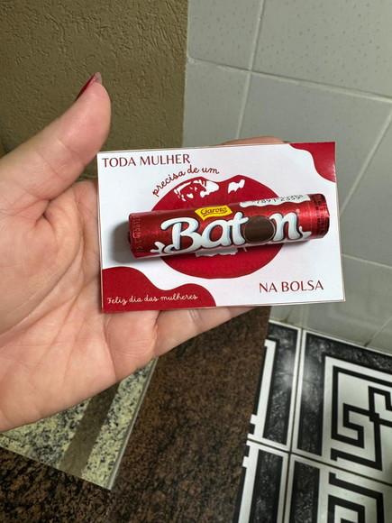 Card com Mini Baton de Chocolate, Brinde Dia da Mulher