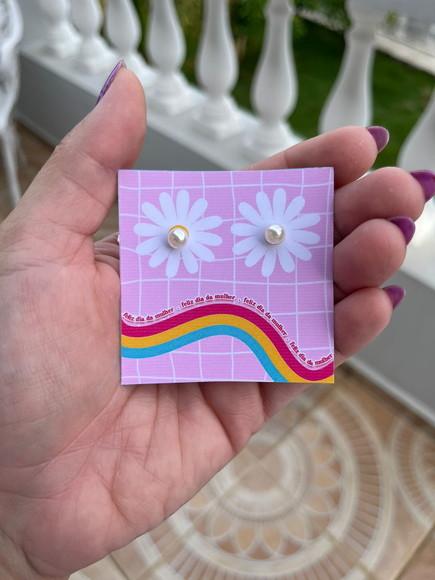 Card com Brinco Pérola, Dia das Mulheres, Lembrancinha