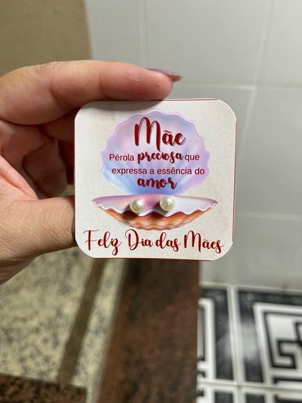 Card com Brinco Pérola, Lembrancinha Dia das Mães