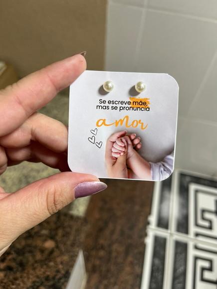 Card com Brinco Pérola, Lembrancinha Dia das Mães