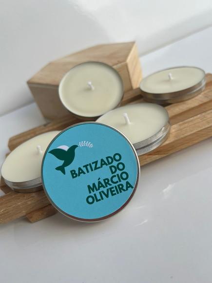 Latinha com Vela Aromática Personalizada, Batizado, Batismo