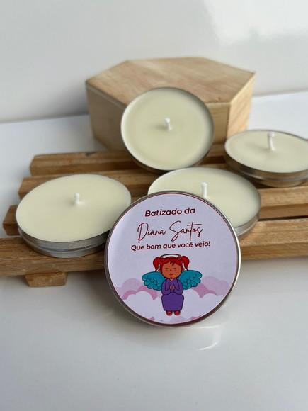 Latinha com Vela Aromática Personalizada, Batizado, Batismo
