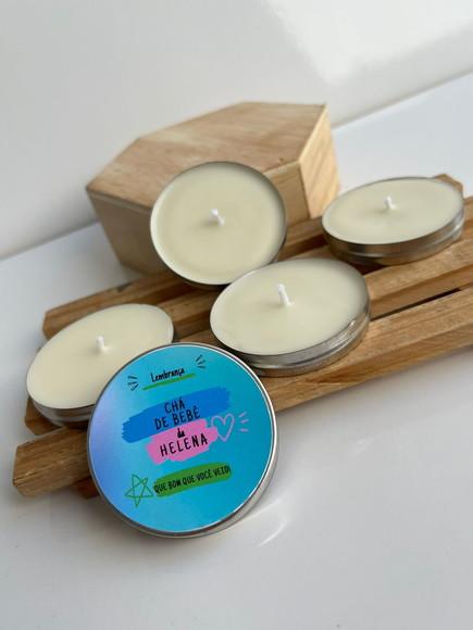 Latinha com Vela Aromática Personalizada, Nascimento, Chá