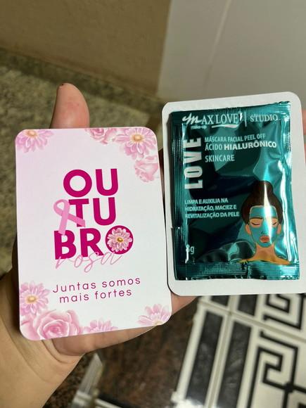 Brinde Outubro Rosa, Card com Skincare, Máscara