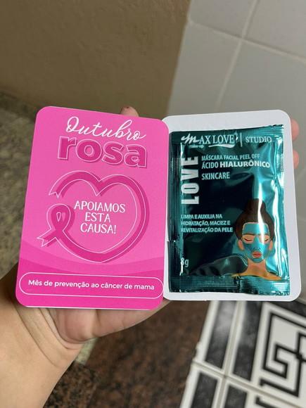 Brinde Outubro Rosa, Card com Skincare, Máscara