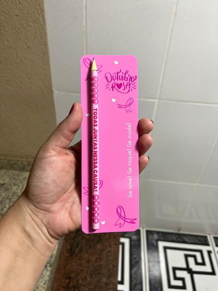 Lápis Personalizado com Card Outubro Rosa