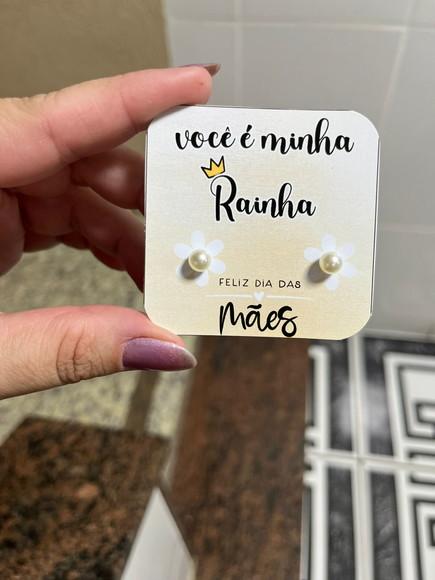 Card com Brinco Pérola, Lembrancinha Dia das Mães