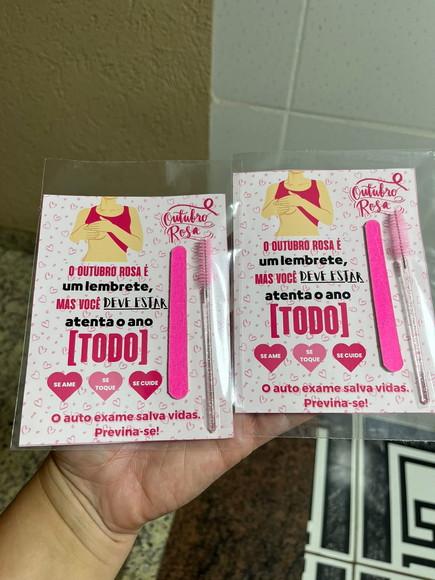 Brinde Outubro Rosa com Cartão, Lembrancinha, Lixa