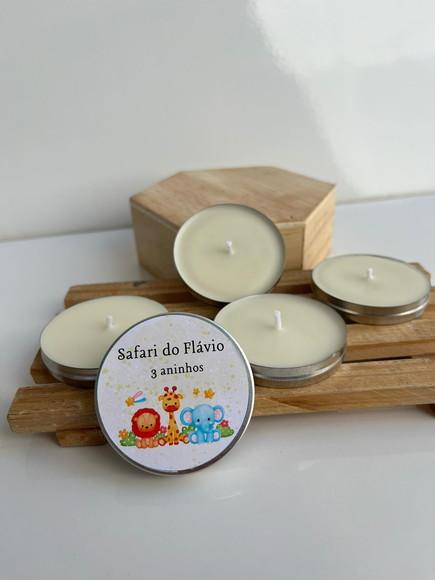 Latinha com Vela Aromática Personalizada, Nascimento, Chá