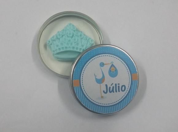 Latinha com Sabonete de Coroa Lembrancinha Nascimento