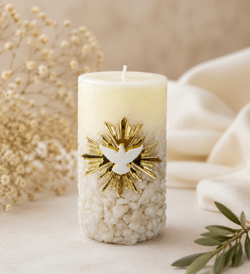 Mini Vela Espírito Santo Artesanal | Lembrancinha Religiosa