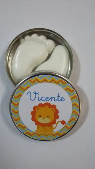 Latinha com Sabonete de Pezinho, Lembrancinha de Maternidade