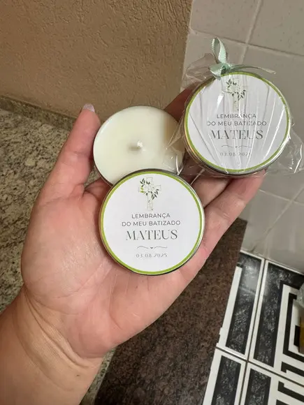 Vela Aromática Batizado Personalizada Lembrancinha Batismo