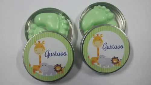 Latinha com Pezinhos, Tema Safari, Sabonete de Pezinho