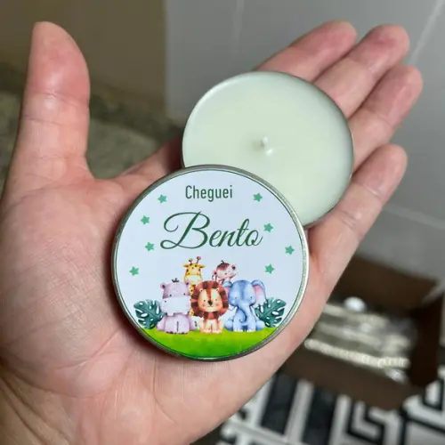 Latinha com Vela Aromática Personalizada, Batizado, Batismo