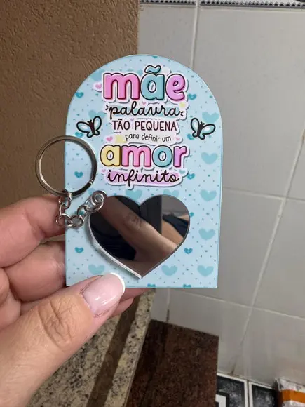 Chaveiro Coração Espelhado Lembrancinha Dia das Mães