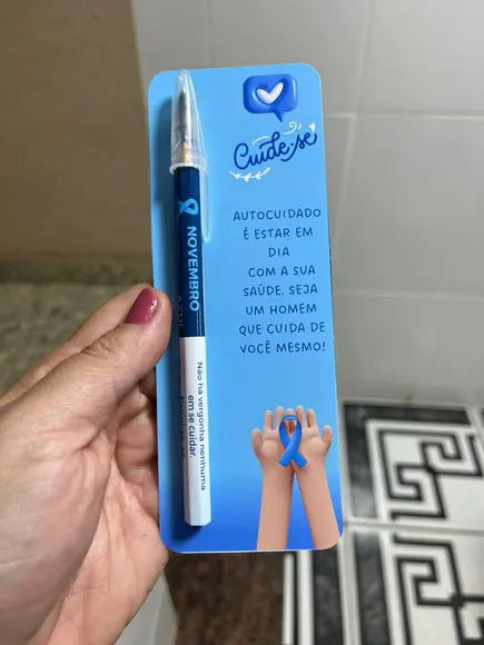 Caneta Personalizada com Card Novembro Azul