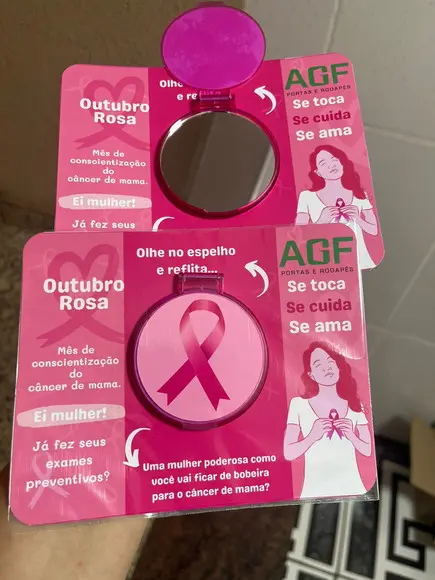 Brinde Outubro Rosa, Mini Espelho de Bolsa
