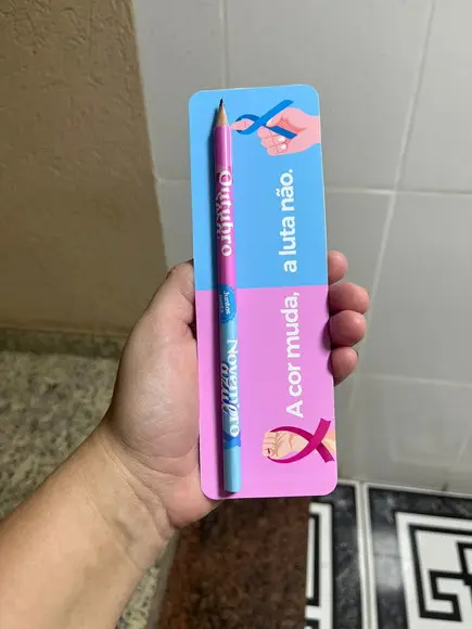 Lápis Personalizado com Card Outubro Rosa e Novembro Azul