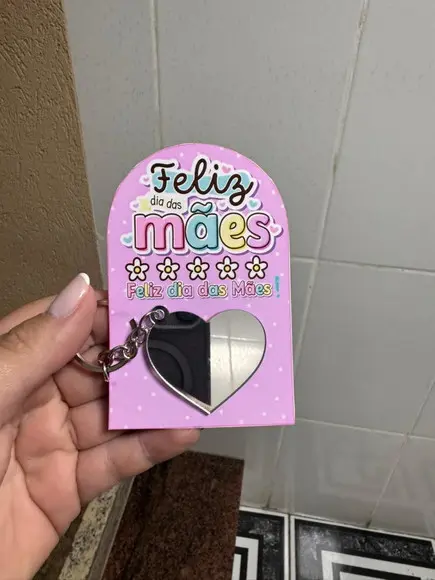 Chaveiro Coração com Espelho Brinde Dia das Mães