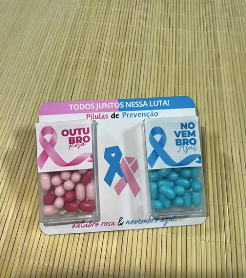 Card Outubro Rosa e Novembro Azul com Pastilha Comestível