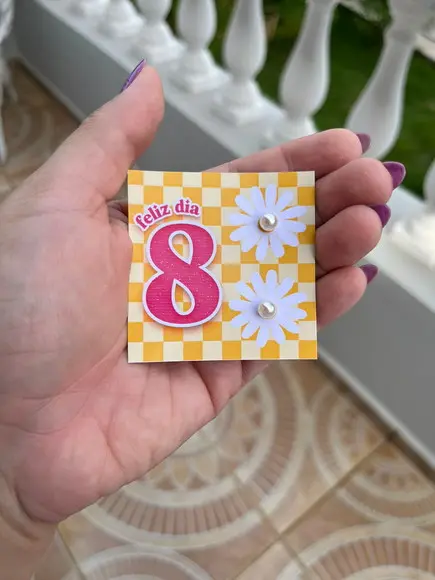 Card com Brinco Pérola, Dia das Mulheres, Lembrancinha