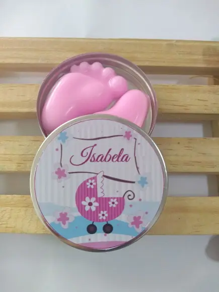 Latinha com Sabonete de Pezinho, Lembrancinha Maternidade