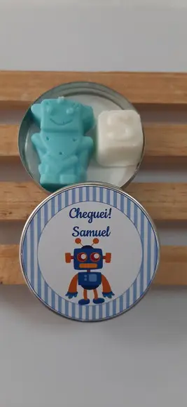 Latinha Com Sabonete De Robô, Robozinho, Lembrancinha, Letra
