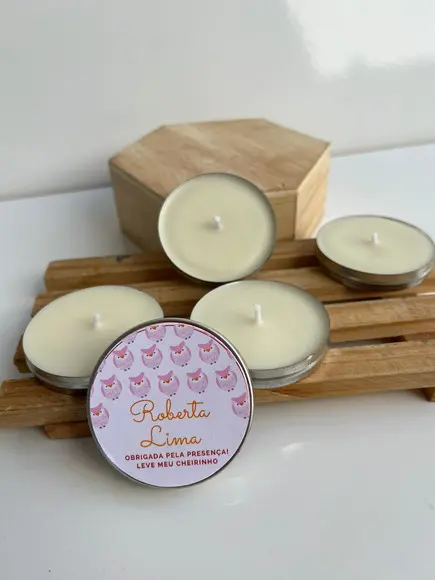 Latinha com Vela Aromática Personalizada, Nascimento, Chá