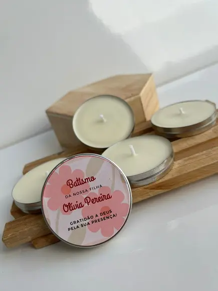 Latinha com Vela Aromática Personalizada, Batizado, Batismo