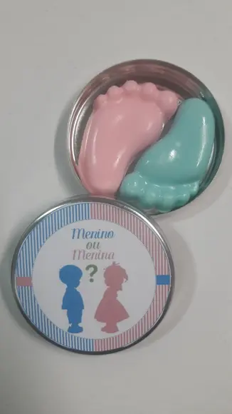 Lembrancinha Chá Revelação, Gêmeos, Latinha Com Pezinhos
