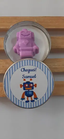 Latinha Com Sabonete De Robô, Robozinho, Lembrancinha