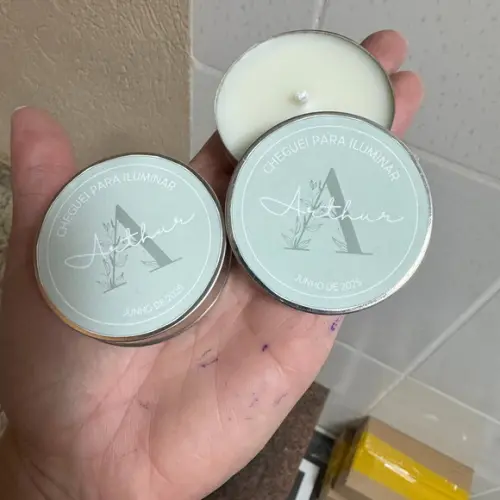 Lembrancinha Maternidade com Vela Aromática Personalizada