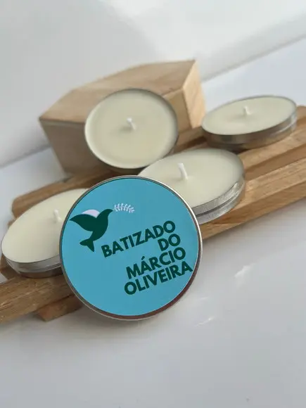 Latinha com Vela Aromática Personalizada, Batizado, Batismo