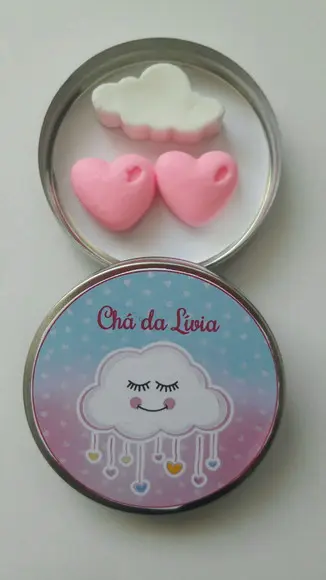 Latinha Com Nuvem E Coração De Sabonete, Lembrancinha Chuva
