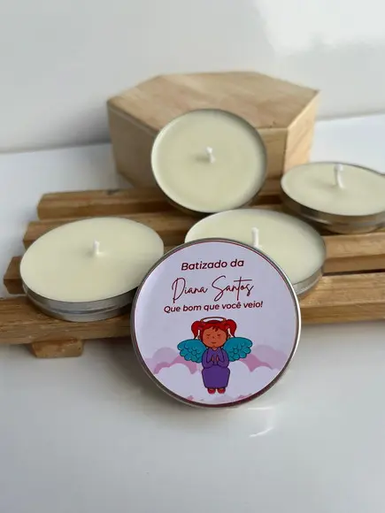 Latinha com Vela Aromática Personalizada, Batizado, Batismo