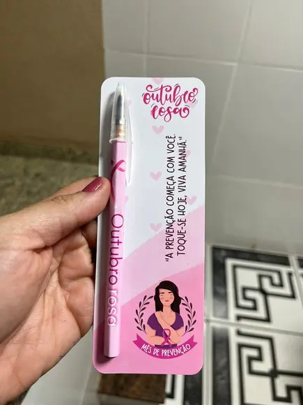 Caneta Personalizada com Card Outubro Rosa