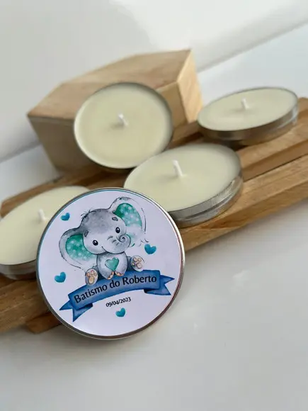 Latinha com Vela Aromática Personalizada, Batizado, Batismo
