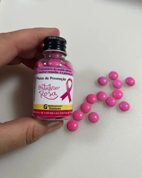 Garrafa com Confetes, Lembrancinha Outubro Rosa